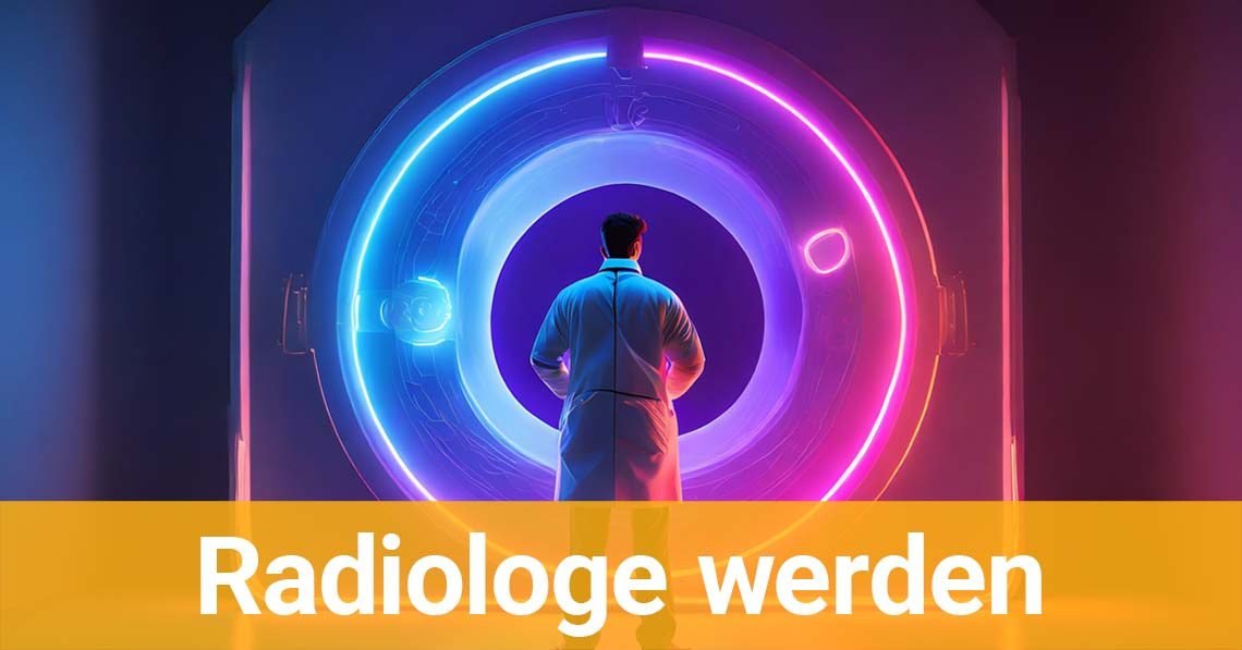 Ein Radiologe steht vor einem Neon-MRT