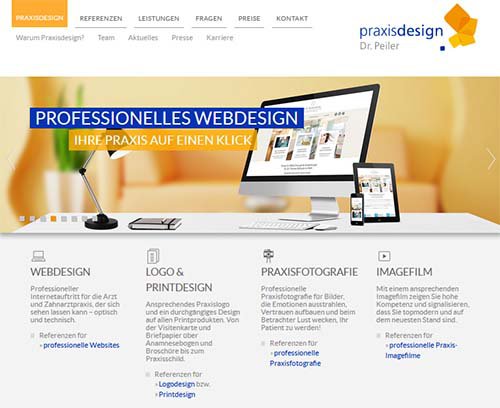 Screenshot der Website www.praxisdesign.de