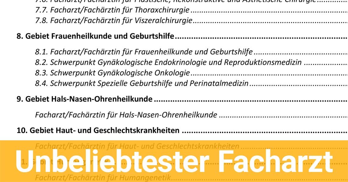 Unbeliebtester Facharzt – Und Was Sind Die Beliebtesten ...